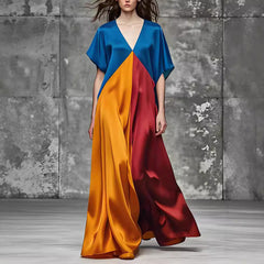 Round Neck Loose Short Sleeves Dress - kinko