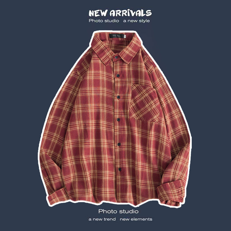 Loose Fashion Personality Men's Retro Plaid Coat - kinko