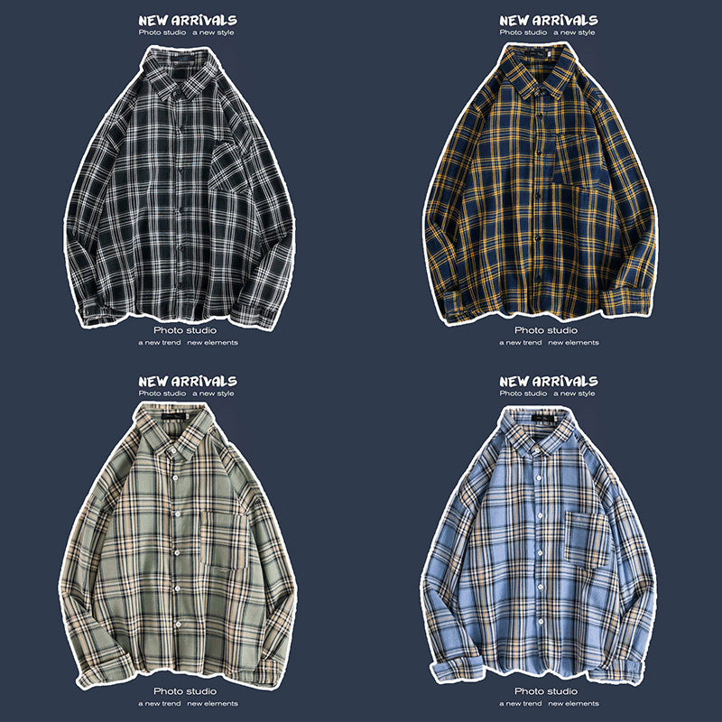 Loose Fashion Personality Men's Retro Plaid Coat - kinko