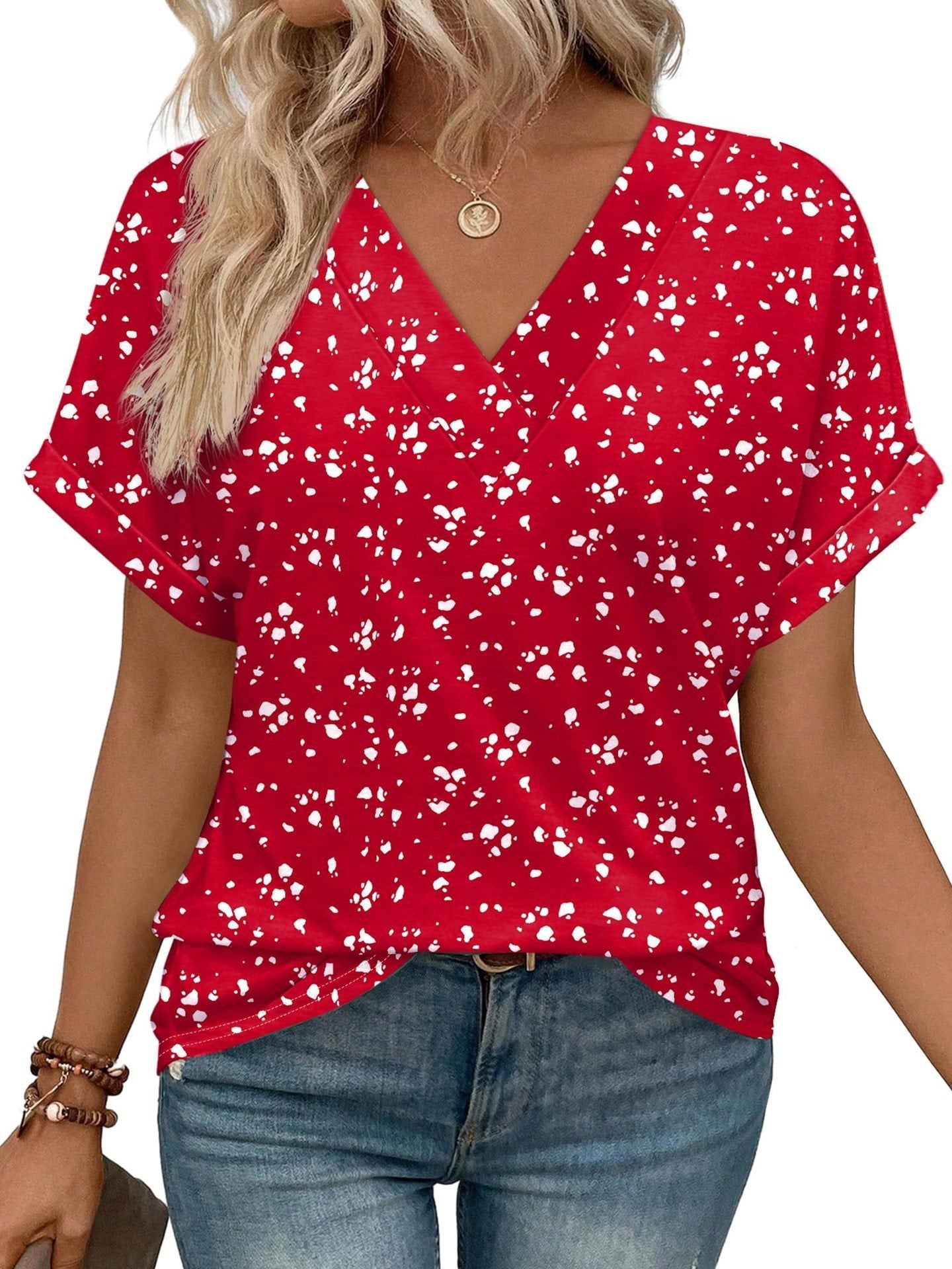 Women's Casual Round Neck Striped T-shirt Top - kinko