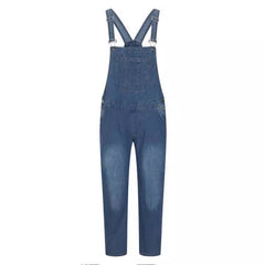 American-style Retro Design Denim Suspender Pants - kinko
