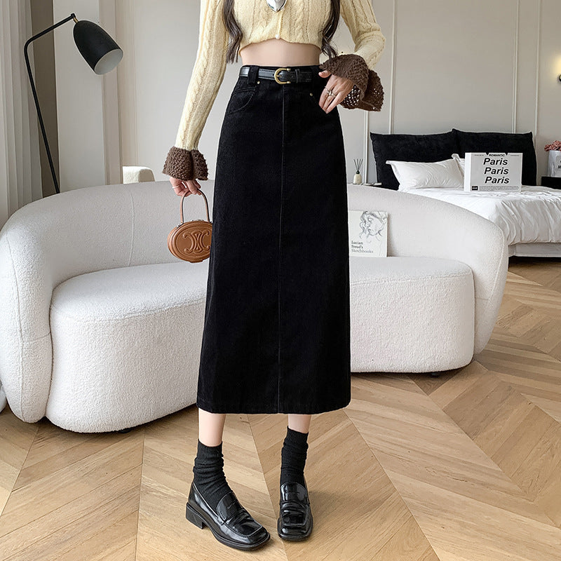 Skirt Retro High Waist A- Line Sheath Straight Skirt - kinko