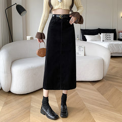 Skirt Retro High Waist A- Line Sheath Straight Skirt - kinko