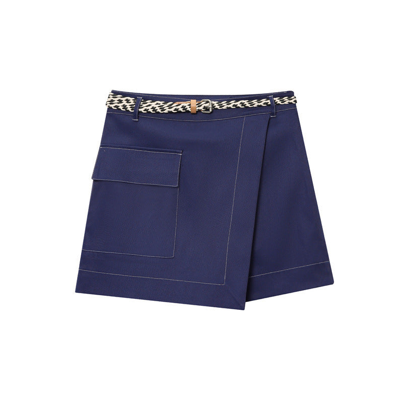Women's Belt Double Breasted Culottes Short - kinko