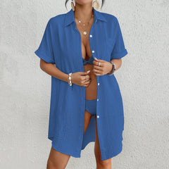 Blouse Shirt Dress Button Swimsuit Blouse Beachwear