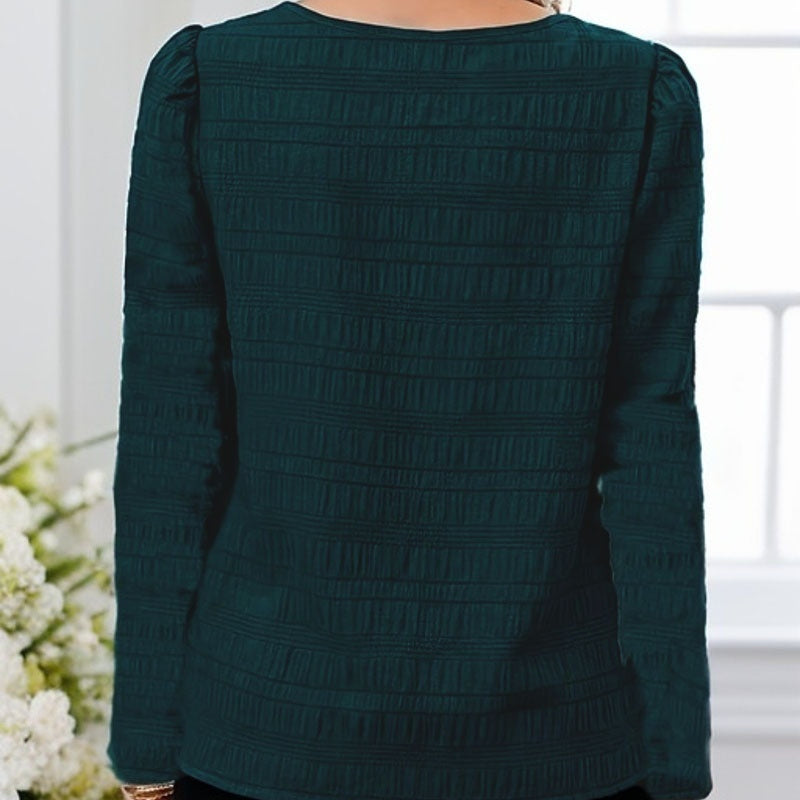 Women's Clothes Hot-selling Solid Color Pleated Long-sleeved Shirt - kinko