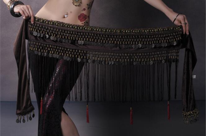 Belly Dance Waist Scarf Performance Tassel Hip Scarf Ethnic Tribe Dance Costume Belly Dance Waist Chain - kinko