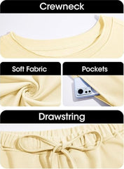 Fisoew Womens Summer 2 Piece Outfits Oversized Casual Short Sleeve Tops And High Waisted Shorts Workout Lounge Short Sets - kinko