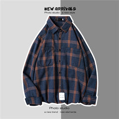 Loose Fashion Personality Men's Retro Plaid Coat - kinko