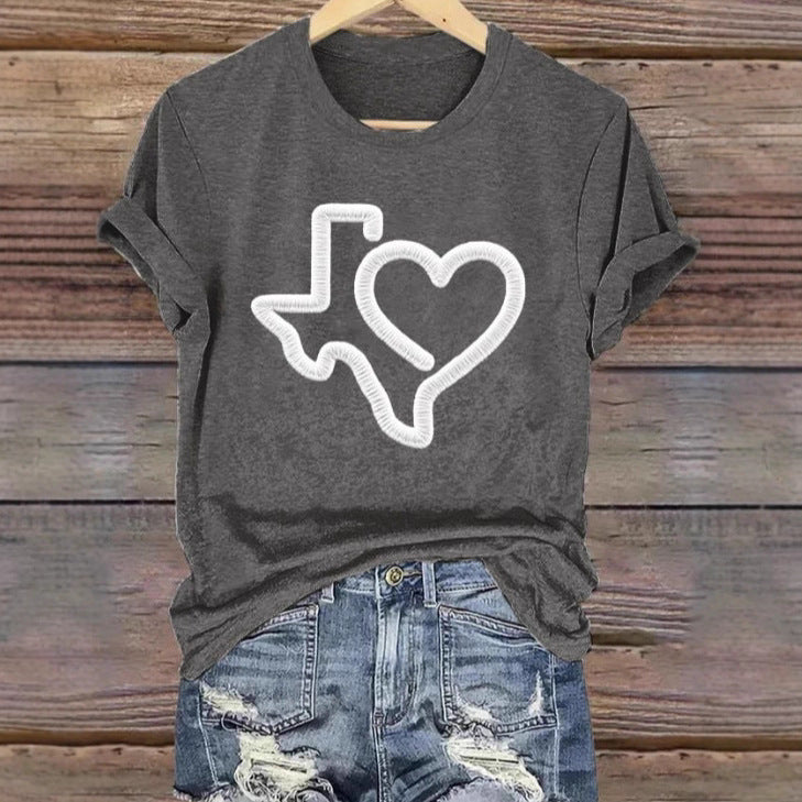 Short Sleeve T-shirt Printed Summer Fashion Tops - kinko