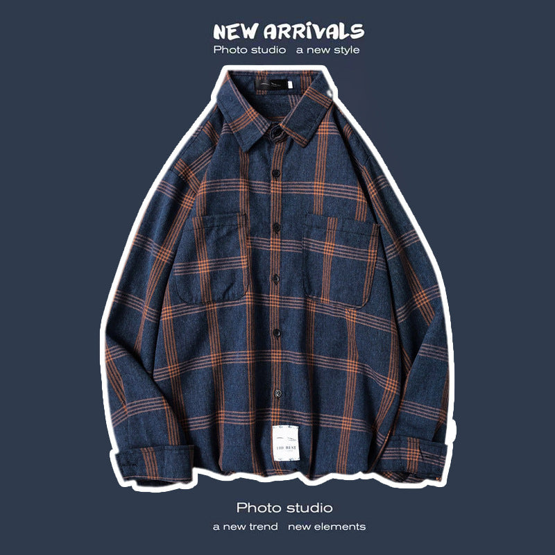 Loose Fashion Personality Men's Retro Plaid Coat - kinko