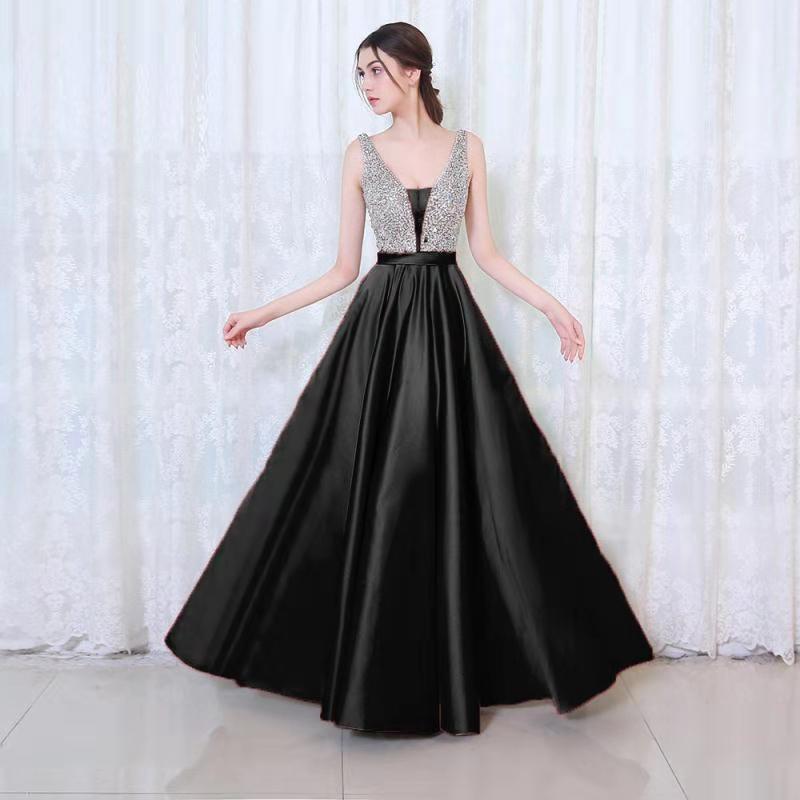 New Sexy Off-the-shoulder Dress V-neck Evening Dress - kinko