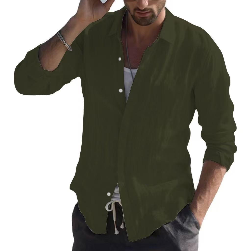 Long Sleeve Shirt Plain Lapel Casual Daily - kinko