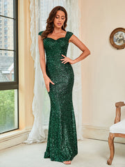 Green Suspenders Mid Waist Party Evening Dress - kinko