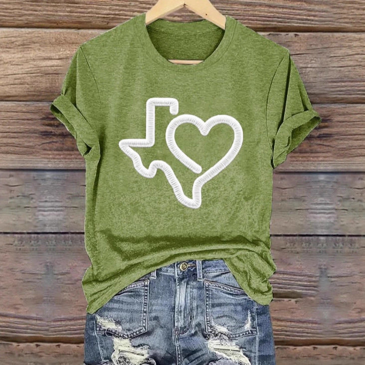 Short Sleeve T-shirt Printed Summer Fashion Tops - kinko