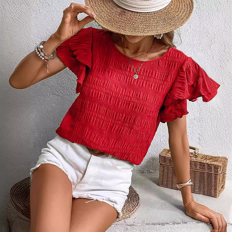 Fashion New Ruffle Sleeve Casual Top For Women - kinko