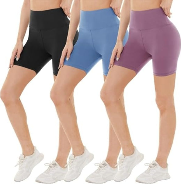 Leggings - 3 Points High Waist, 3 Black Medium Bean Paste, Light Blue - kinko