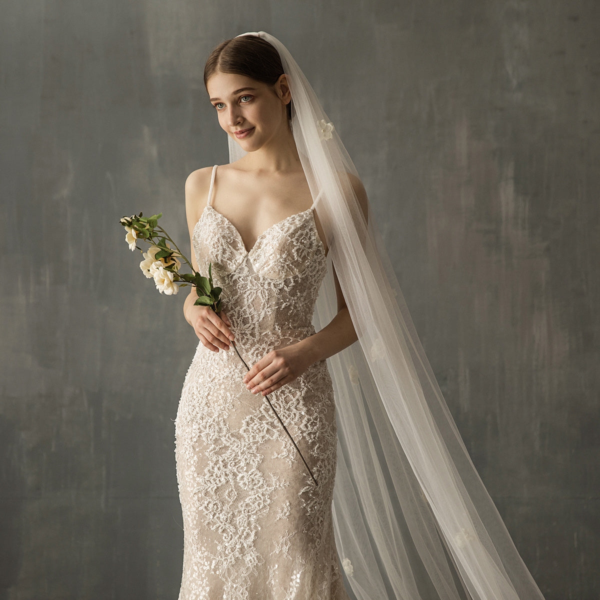 Bridal Church Wedding Pearl Long Tail Tulle - kinko