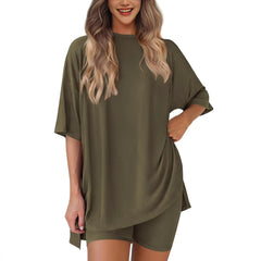 New Loose Fashion Solid Color Casual Two-piece Suit - kinko